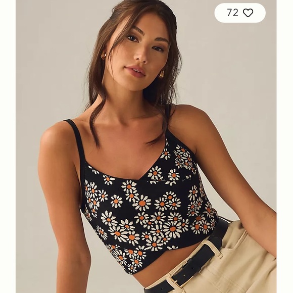 Anthropologie Tops - Maeve Criss-Cross Floral Cropped Sweater Tank XL